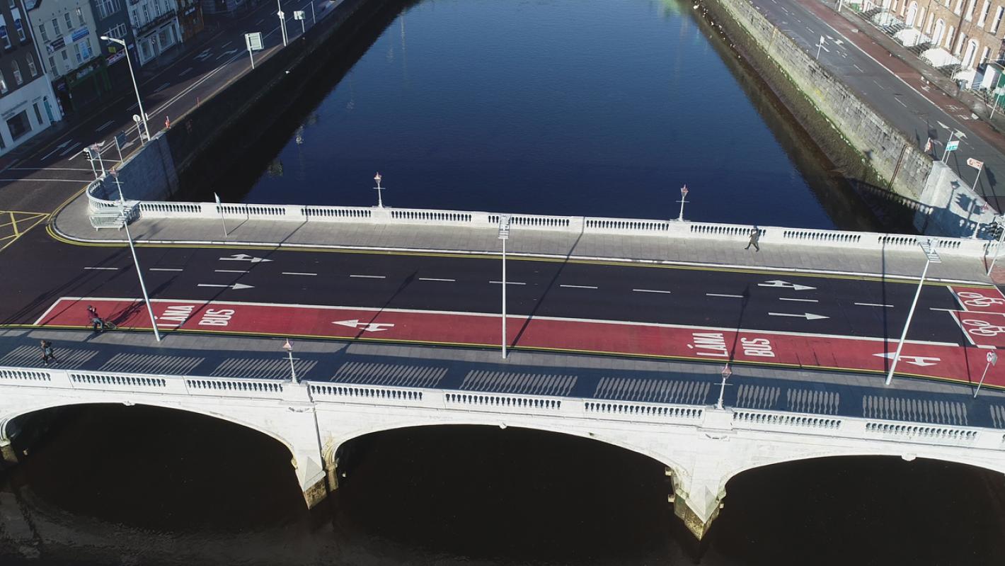 An aerial view of St. Patrick's Bridge in Cork - Hero