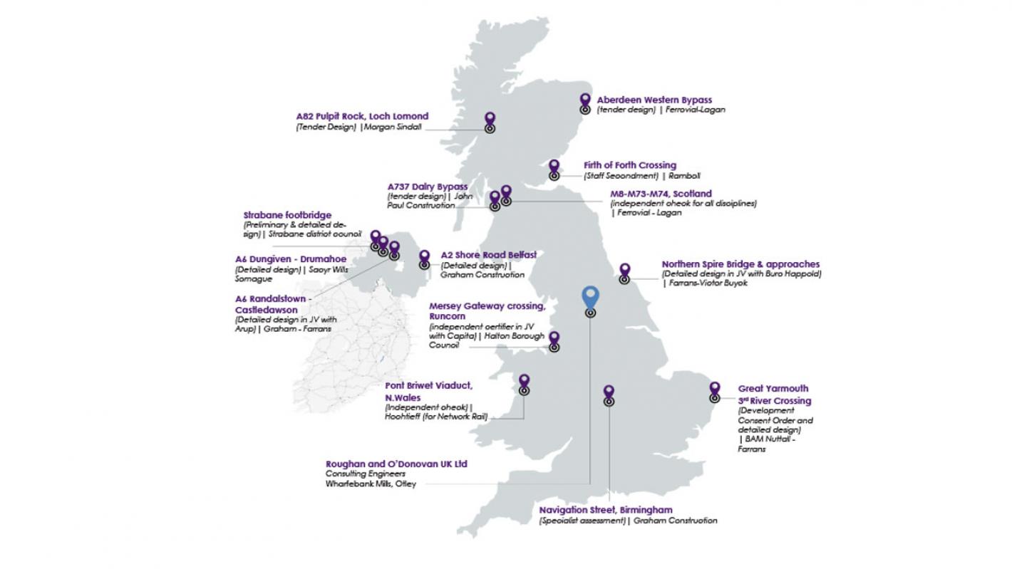 Map showing ROD portfolio of UK projects