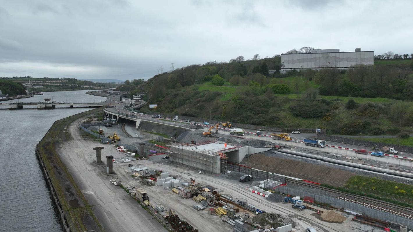 Construction of the Sustainable Transport Bridge substructure June 2024